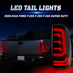 OKSIWA Sequential Full Led Tail Lights for Ford F250 F350 F450 2008-2016 Starting Animated, Dynamic Turn Signal,Brake Light,Reverse Light Smoked Rear Light Assembly-5
