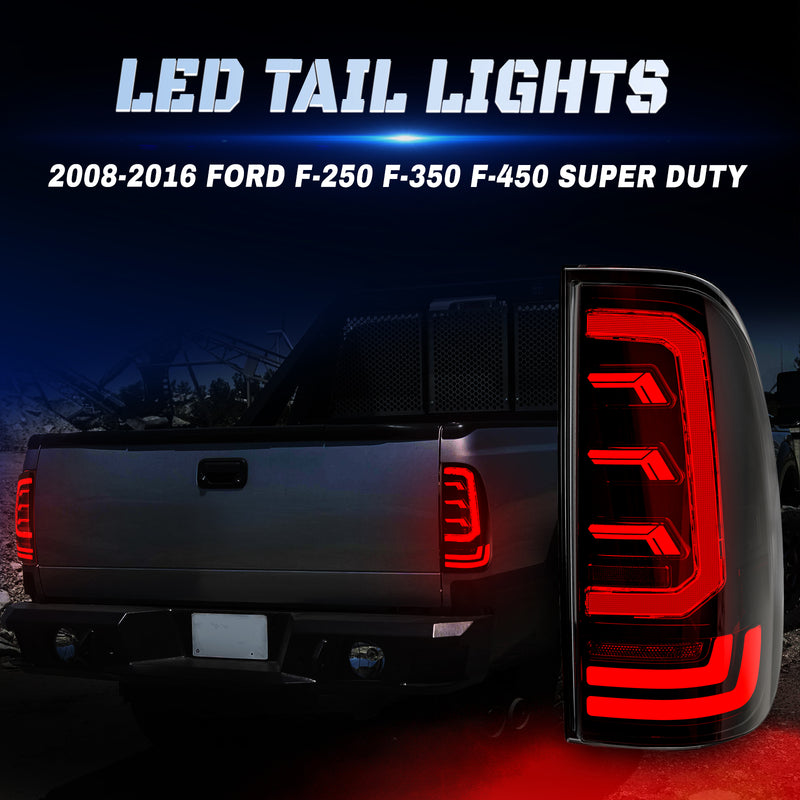OKSIWA Sequential Full Led Tail Lights for Ford F250 F350 F450 2008-2016 Starting Animated, Dynamic Turn Signal,Brake Light,Reverse Light Smoked Rear Light Assembly-5