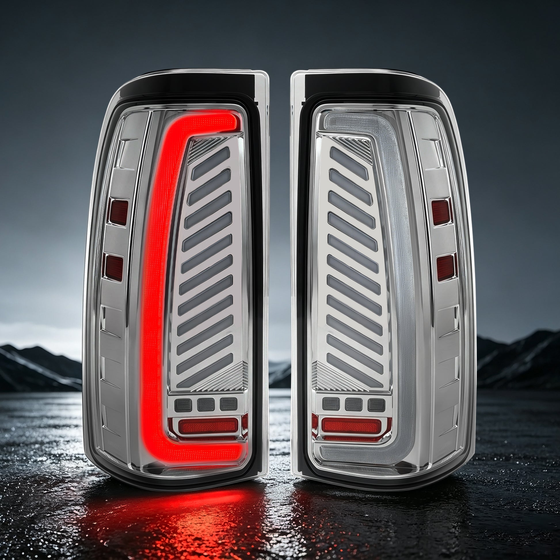 Sequential LED Tail Lights with Startup Animation for 1999-2006 GMC Sierra & 1999-2002 Chevy Silverado Clear Lens Plug & Play-1