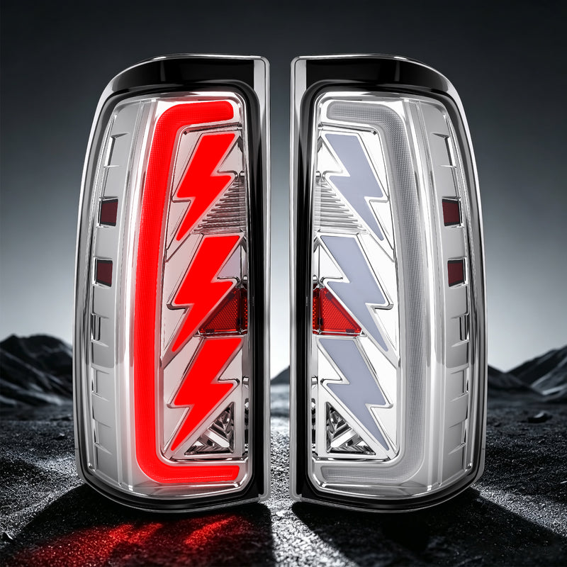 Sequential LED Tail Lights with Startup Animation for 1999-2006 GMC Sierra & 1999-2002 Chevy Silverado Clear Lens Plug & Play-1