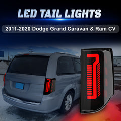 OKSIWA Sequential Full Led Tail Light Compatible with 2011-2020 Dodge Grand Caravan & Ram C/V Starting Animated, Dynamic Turn Signal,Brake Light,Reverse Light Smoked Rear Light Assembly-3