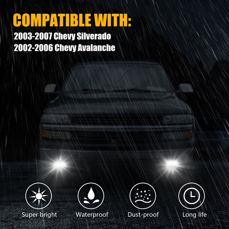 DOT Approved LED Fog Lights with White DRL & Amber Turn Signal for 2003-2006 Chevy Silverado & 2002-2006 Avalanche Clear Lens Plug & Play-7
