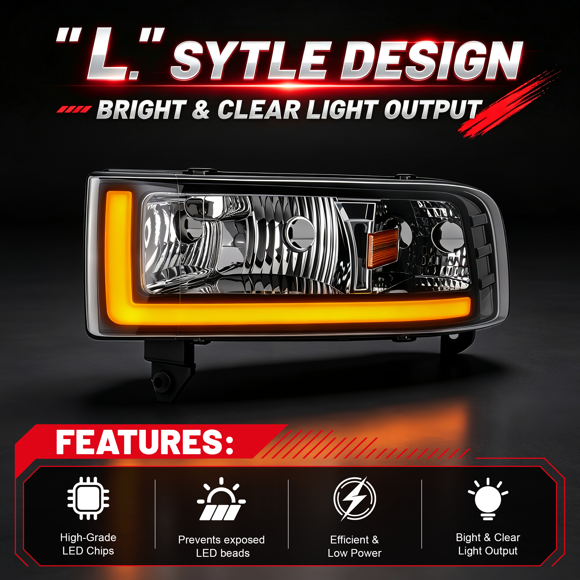 Headlight for 1994–2001 Dodge Ram 1500 & 1994–2002 Ram 2500 3500-6