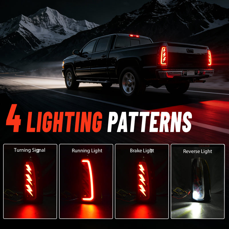 OKSIWA Upgraded Sequential LED Tail Lights for 1999-2002 Chevy Silverado 1500/2500 & 1999-2006 GMC Sierra 1500/2500/3500 with Start-Up Animation, Dynamic Turn Signals, Brake Light,Reverse Light(Smoked 2)-2