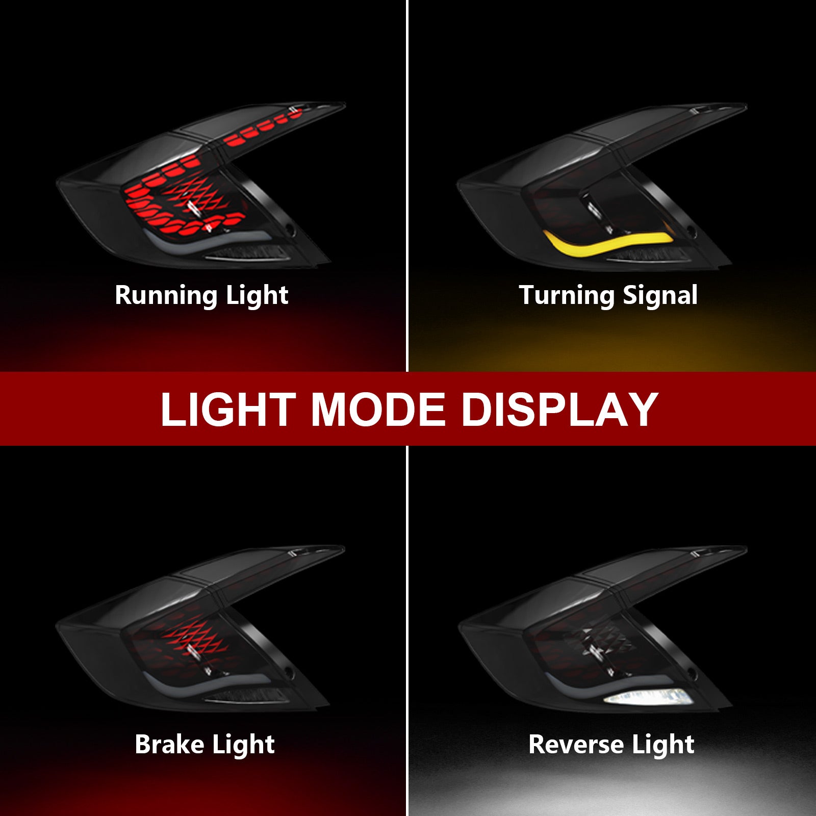 OKSIWA Sequential LED Tail Lights for Honda Civic 10th Gen Sedan 2016-2021 Starting Animated Tail Light Assembly,Parking Light, Brake Turn Signal Lamp, Reverse Light【not for hatchbacks】 Rear lights 1 pair-3