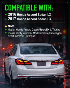 Sequential Full LED Tail Lights for 2016-2017 Honda Accord LX ,Plug and Play-3