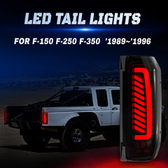 OKSIWA Sequential Full Led tail lights for 1989-1996 Ford F150/Bronco, 1989-1997 F250/F350 Starting Animated, Dynamic Turn Signal,Brake Light,Reverse Light Smoked Rear Light Assembly-3