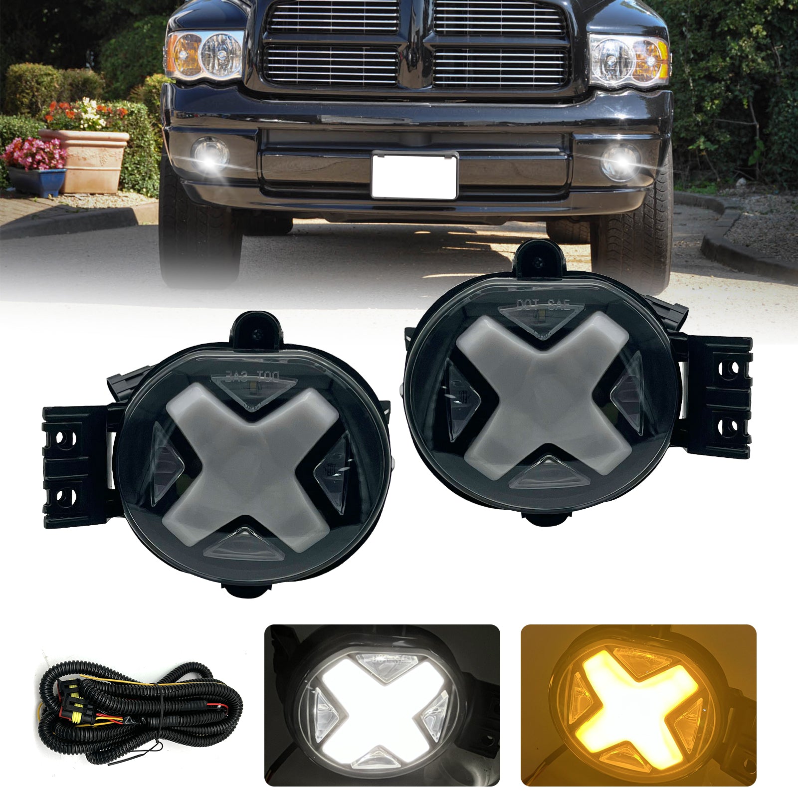 For Dodge 02-08 Ram 1500 03-09 Ram 2500 3500 04-06 Durango LED Fog Lights Lamps