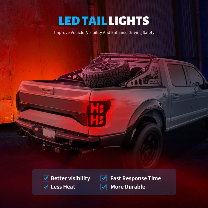 OKSIWA Sequential Full Led tail lights for 2015-2020 Ford F150 Starting Animated Rear Light Assembly, Dynamic Turn Signal,Brake Light,Reverse Light Smoked-5