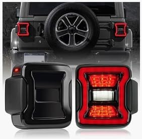 OKSIWA LED Tail Lights for Jeep Wrangler JK & JKU 2018-2023, Smoked Lens Red Clear Lens Replacement Assembly, Brake Stop Turn Reverse Lights, Plug and Play Upgrade from Halogen (Smoked)-1