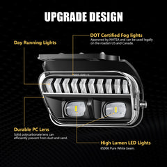 DOT Approved LED Fog Lights with White DRL & Amber Turn Signal for 2003-2006 Chevy Silverado & 2002-2006 Avalanche Clear Lens Plug & Play-3