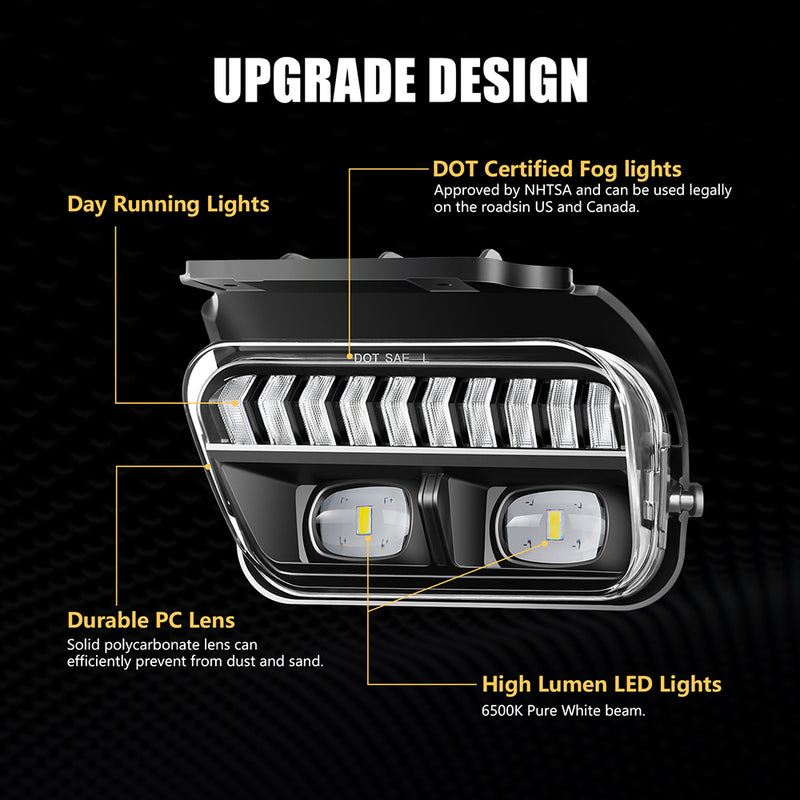 DOT Approved LED Fog Lights with White DRL & Amber Turn Signal for 2003-2006 Chevy Silverado & 2002-2006 Avalanche Clear Lens Plug & Play-3