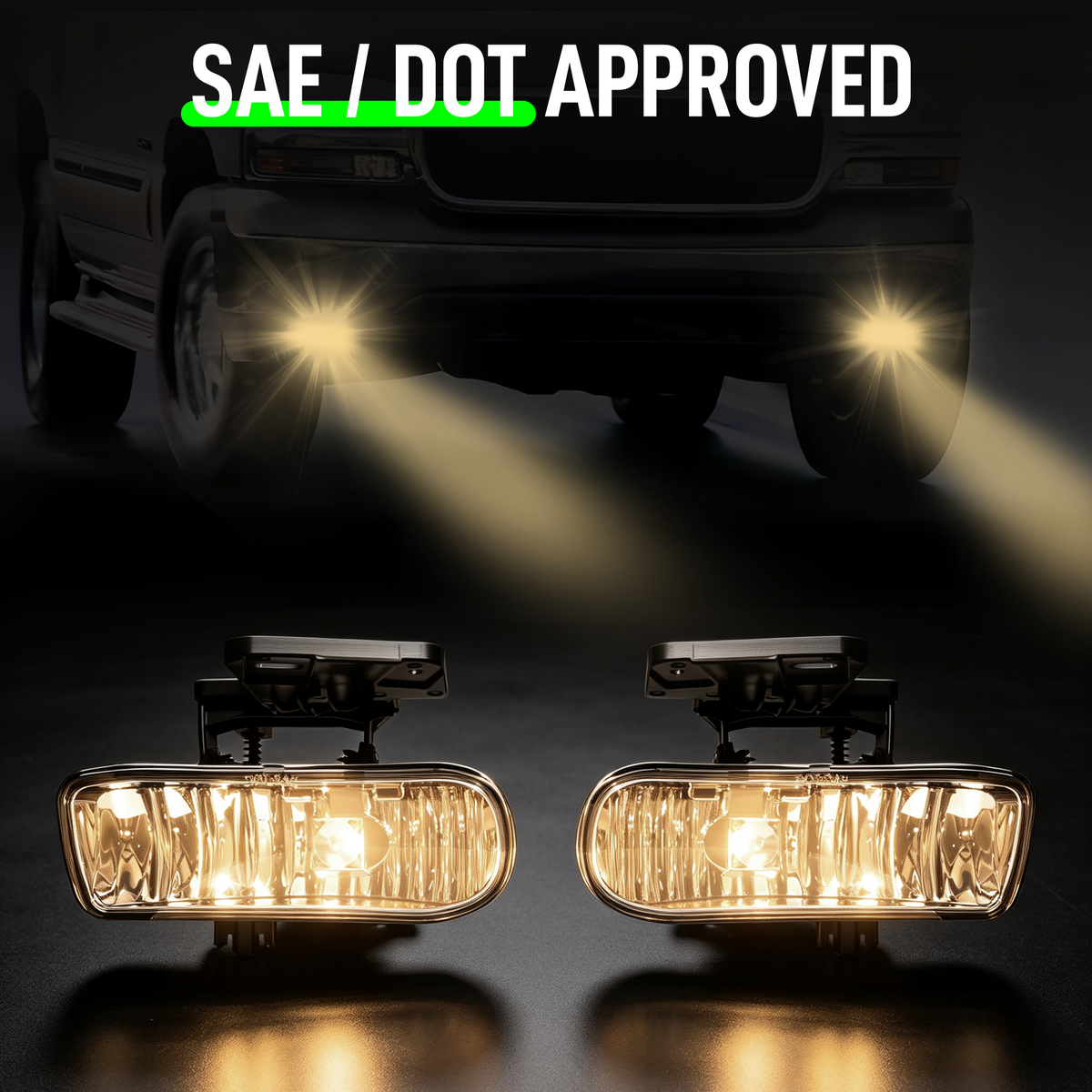 DOT Approved Halogen Fog Lights with Housing for 1999-2002 GMC Sierra & 2000-2006 GMC Yukon Plug & Play-2