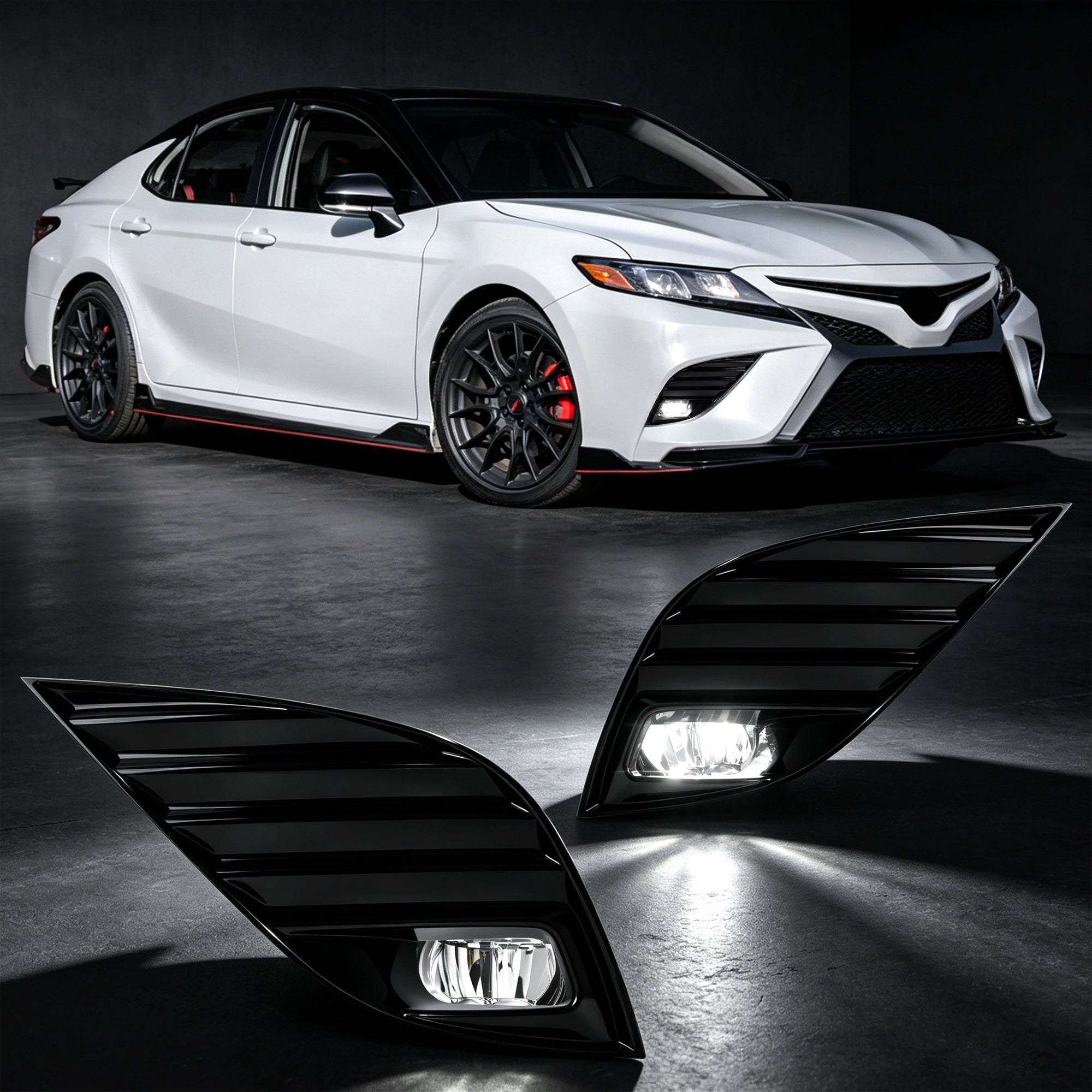 Full LED Fog Light Assembly for 2018–2020 Toyota Camry, Direct Replacement Plug & Play Upgrade, 1 Pair, Black Housing
