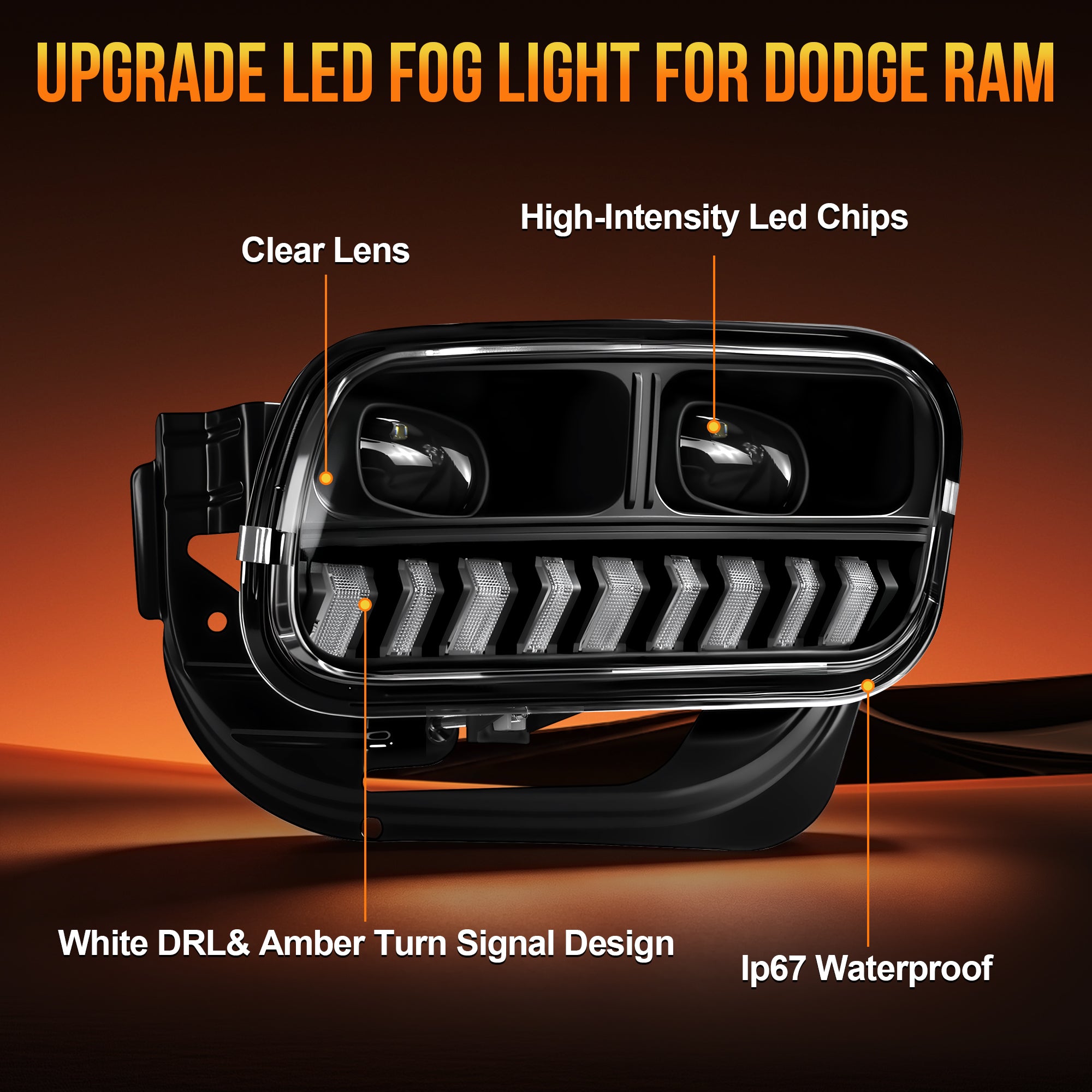 DOT Approved LED Fog Light with DRL for 2009–2012 Ram 1500, 2010–2018 Ram 2500 & 3500, 1 Pair-4