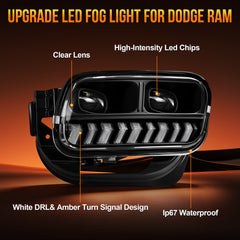DOT Approved LED Fog Light with DRL for 2009–2012 Ram 1500, 2010–2018 Ram 2500 & 3500, 1 Pair-4