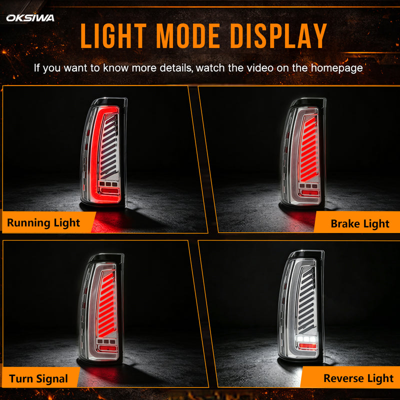 Sequential Clear LED Tail Lights with Startup Animation for 2003-2006 Chevy Silverado Plug & Play Waterproof-2