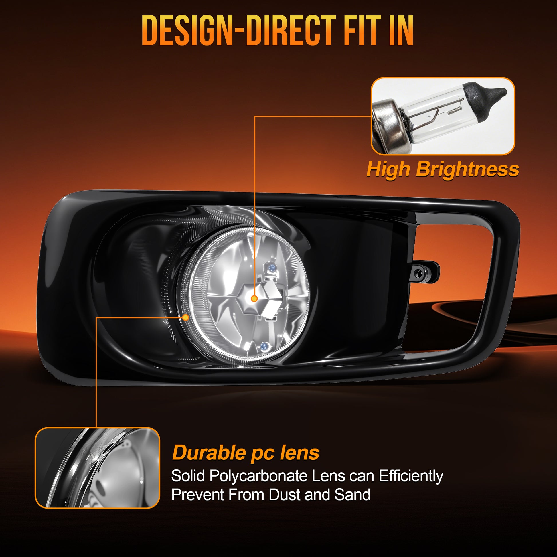 DOT Approved Fog Light for 1999–2000 Honda Civic, Plug & Play, IP67 Waterproof, 1 Pair-4