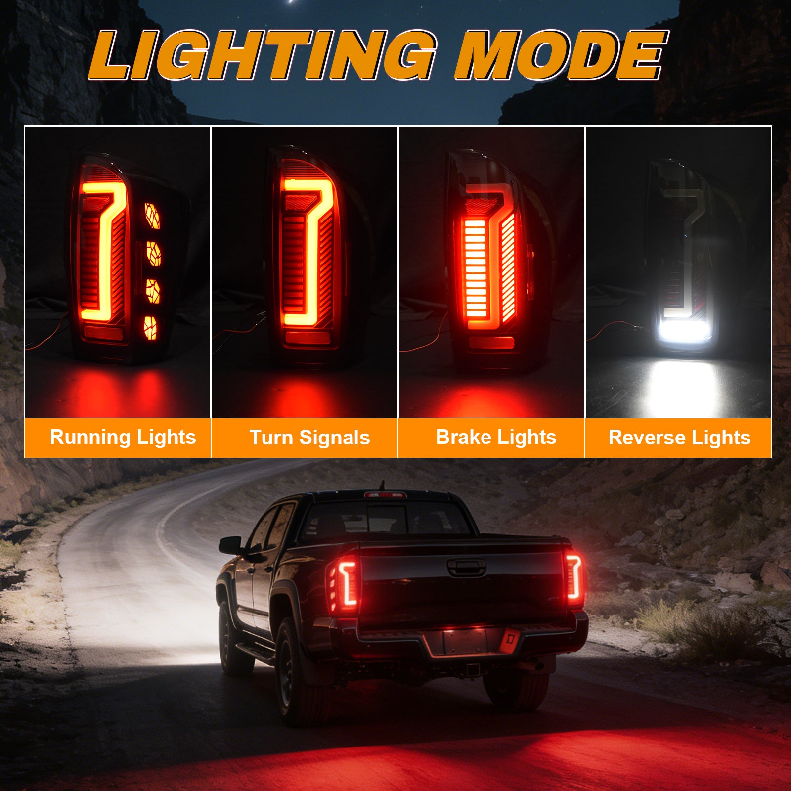 OKSIWA Full LED Tail Lights for 2016-2023 Toyota Tacoma with Smoked Lens & Dynamic Starting Animation (1 Pair)