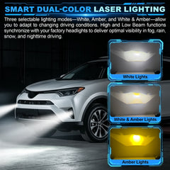 DOT Approved Laser LED Dual-Beam Fog Light, Universal Fit for Honda / Toyota / Acura / Lexus / Jeep / Chrysler / FIAT-2