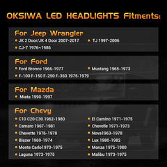 7" Halo LED Headlights with Sequential Turn Signal & DRL for 1976-2017 Jeep Wrangler CJ/TJ/JK-3