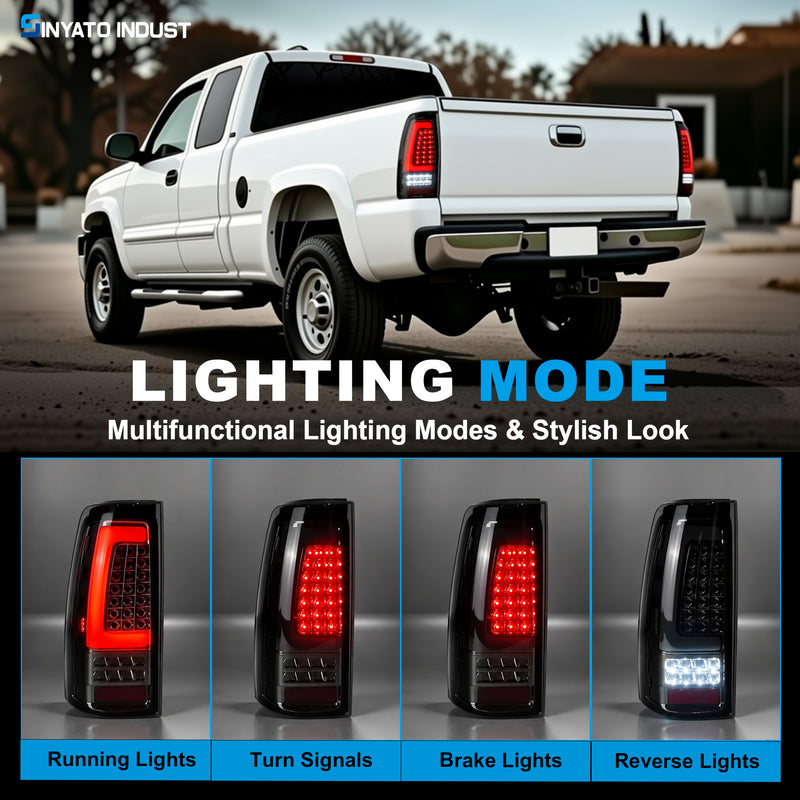 LED Tail Lights for 1999-2006 GMC Sierra & 1999-2002 Chevy Silverado Plug & Play-2