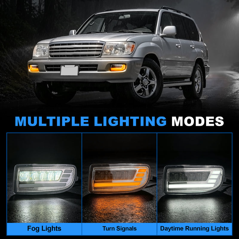 DOT Approved LED Fog Light with DRL for 1998–2007 Toyota Land Cruiser FJ100, 1 Pair-2