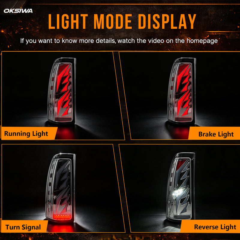 Sequential Clear LED Tail Lights with Startup Animation for 2003-2006 Chevy Silverado Plug & Play Waterproof-2