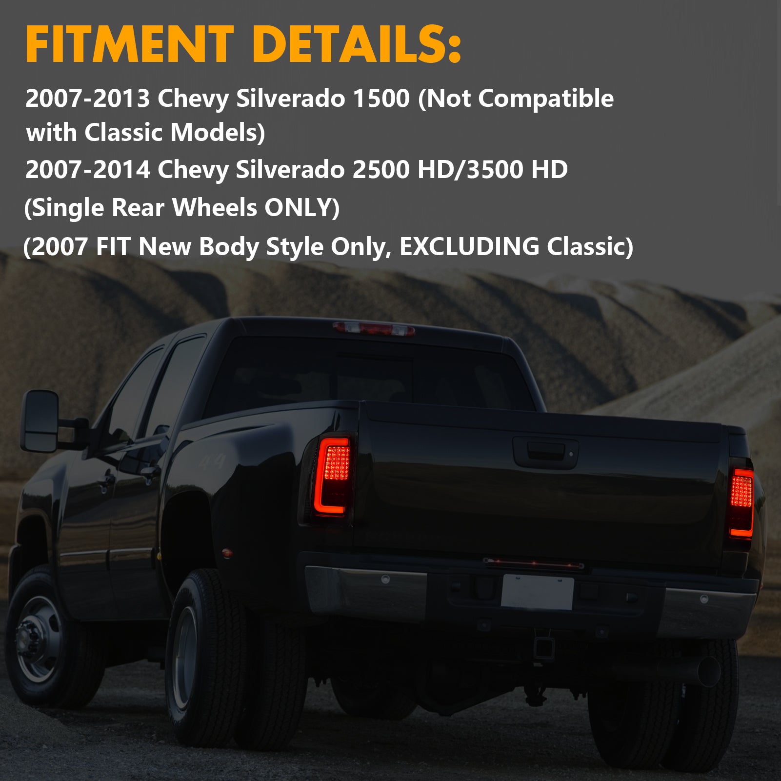 OKSIWA Full LED Tail Light for 2007-2013 Chevy Silverado 1500 2500HD 3500HD,Unique C Shaped Design Rear Light,Turn Signal,Smoked Lens Tail Lights,Brake,Reverse Light-3