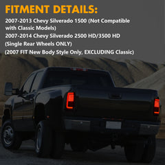OKSIWA Full LED Tail Light for 2007-2013 Chevy Silverado 1500 2500HD 3500HD,Unique C Shaped Design Rear Light,Turn Signal,Smoked Lens Tail Lights,Brake,Reverse Light-3