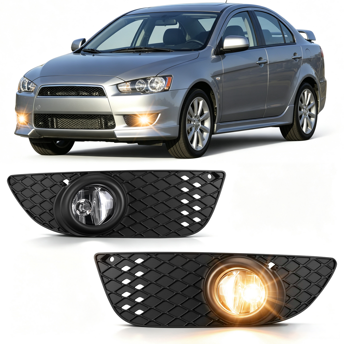 DOT approved Fog Lights Compatible with 2008-2015 Mitsubishi Lancer with Switch & Wiring Harness-1