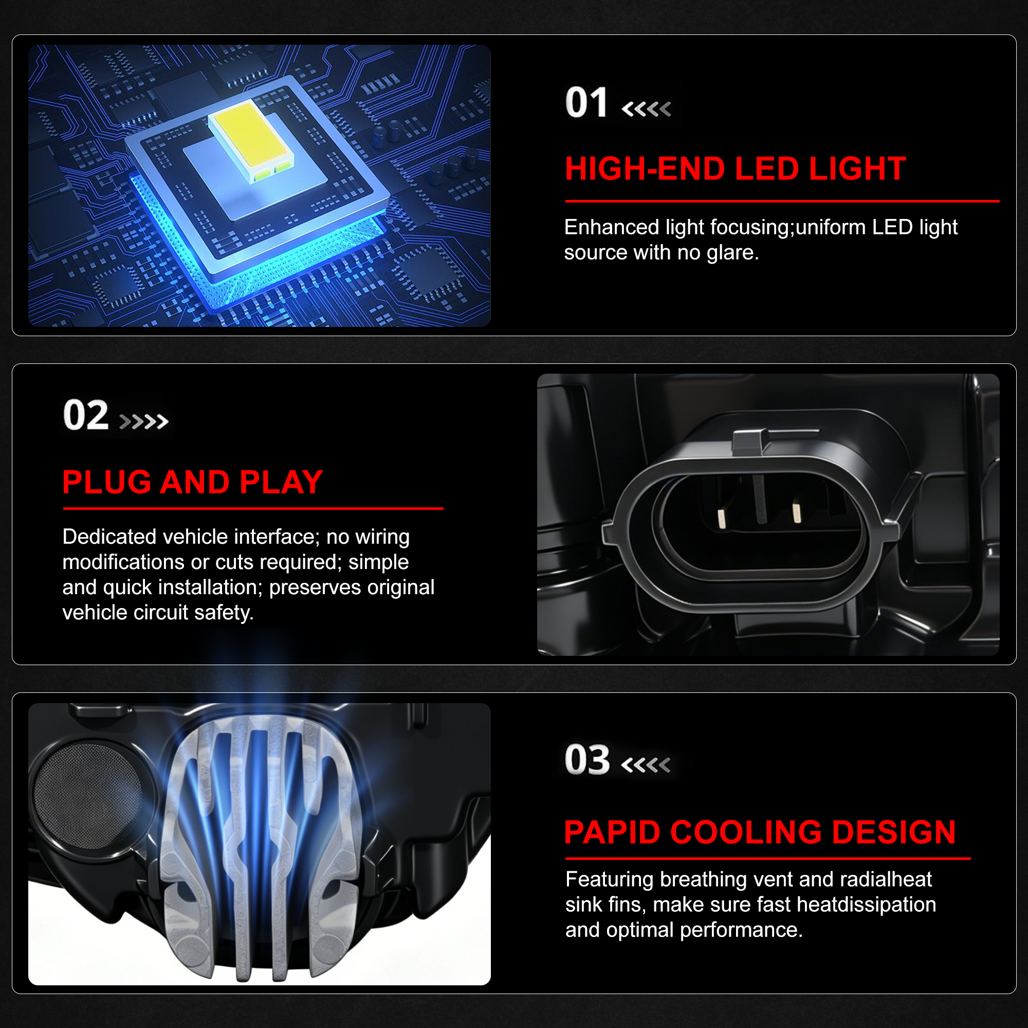 DOT Approved LED Fog Light for 2012–2015 Toyota Tacoma, 1 Pair-3