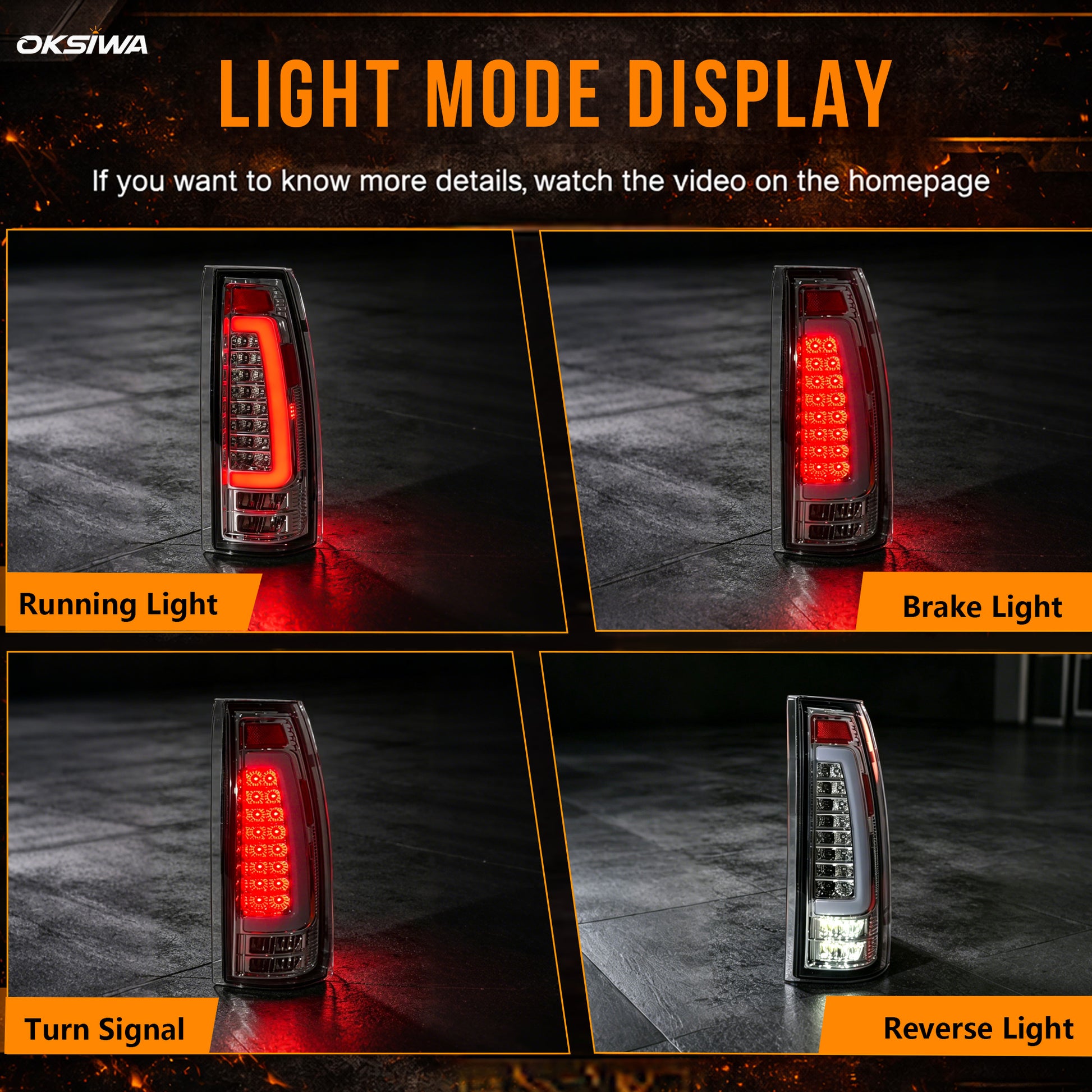 LED Tail Lights with Clear Lens for 1988-1998 Chevy GMC C/K Sierra, 92-99 Suburban Yukon, 95-99 Tahoe,Blazer,Cadillac Escalade Plug & Play-2