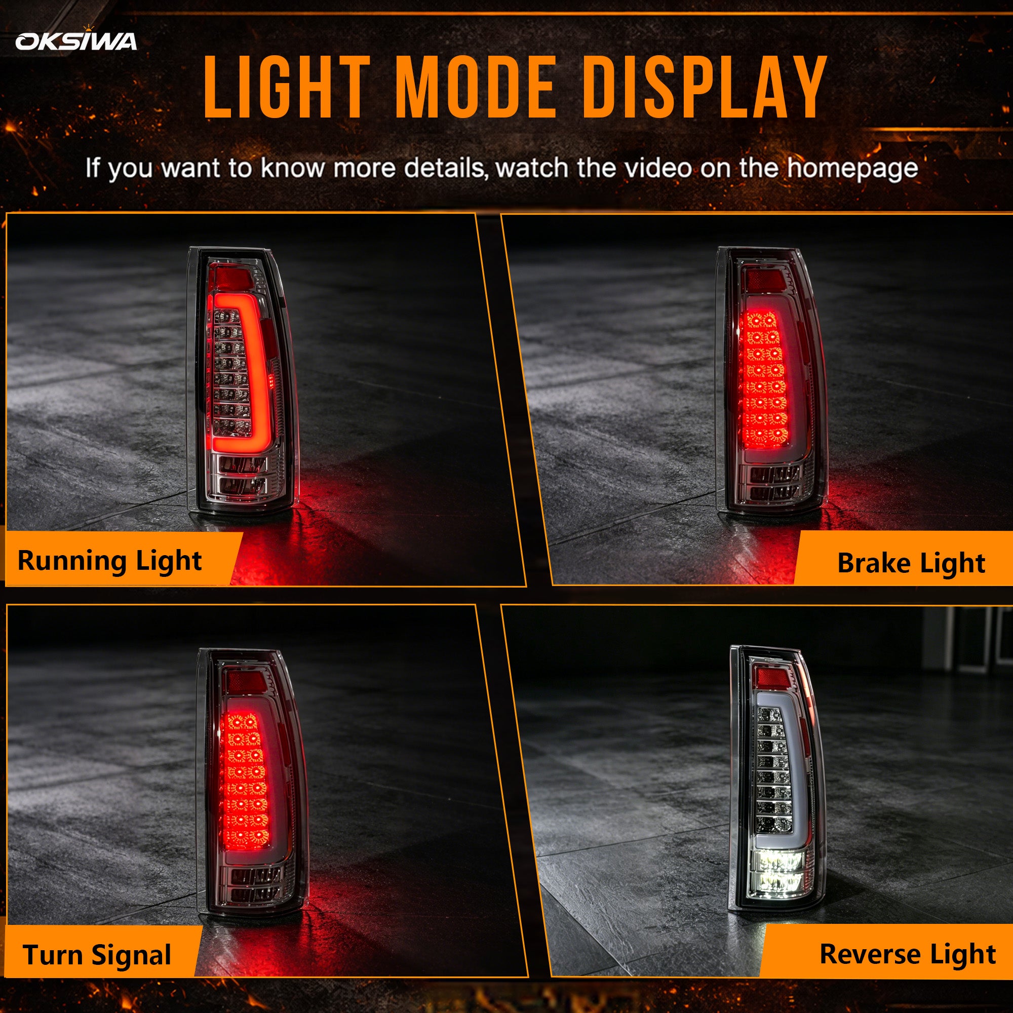 LED Tail Lights with Clear Lens for 1988-1998 Chevy GMC C/K Sierra, 92-99 Suburban Yukon, 95-99 Tahoe,Blazer,Cadillac Escalade Plug & Play