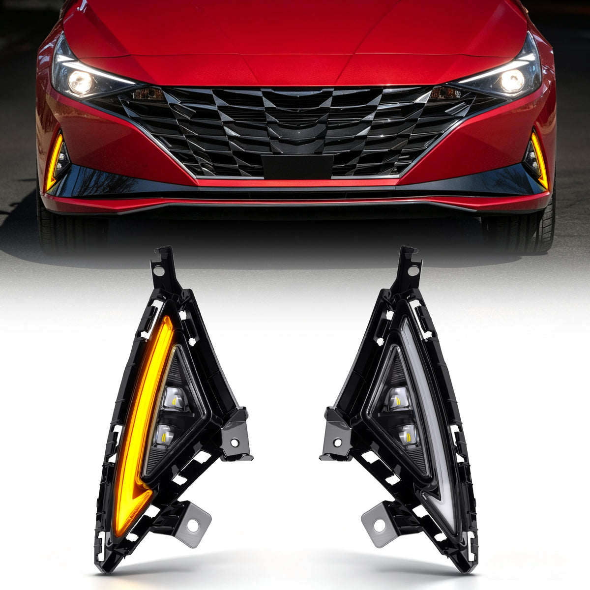 LED Fog Lights Compatible with 2021-2023 Hyundai Elantra with DRL Wiring Harness-1