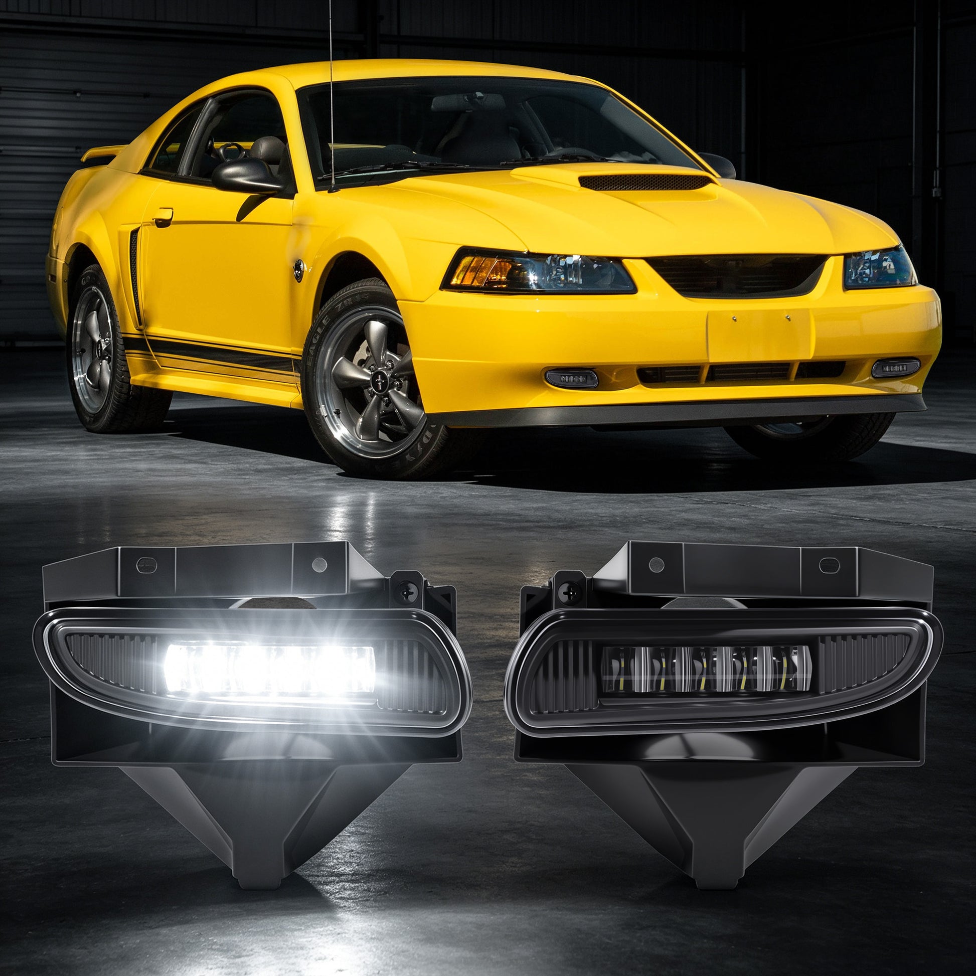 OKSIWA Fog Lights Assembly Compatible with 1999-2004 Ford Mustang, Bumper Driving Fog lamp Assembly Replacement (LED Fog Lights)-6