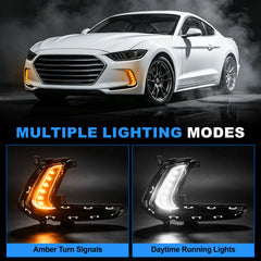 LED Daytime Running Light Assembly for 2017–2018 Hyundai Elantra, DRL with Amber Turn Signal,1 Pair-2