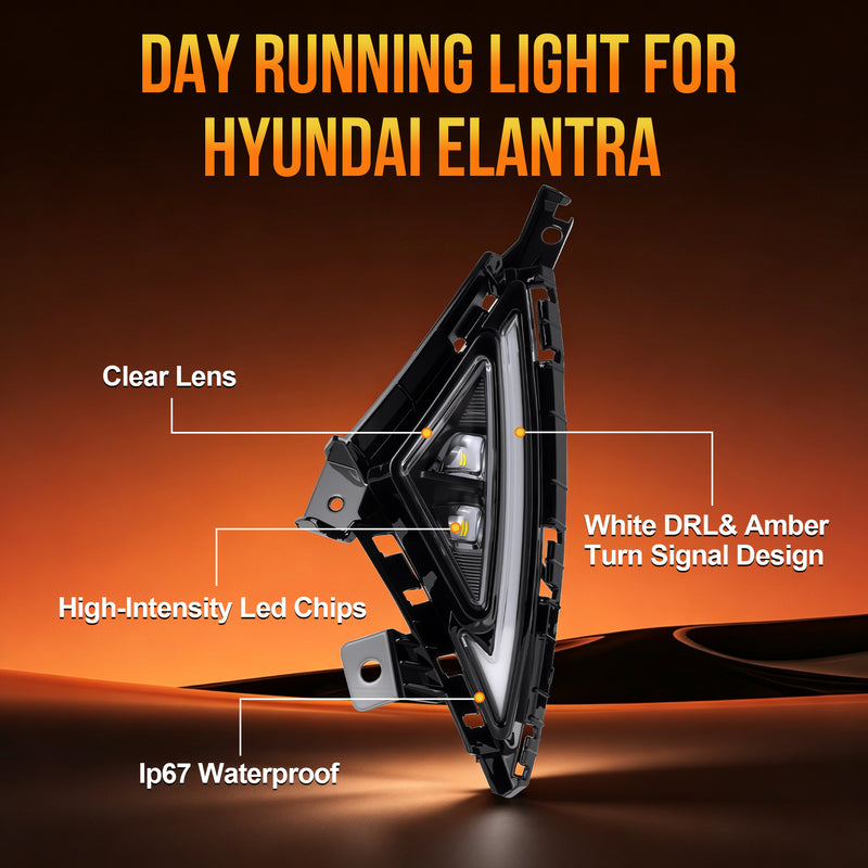 LED Fog Lights Compatible with 2021-2023 Hyundai Elantra with DRL Wiring Harness-5