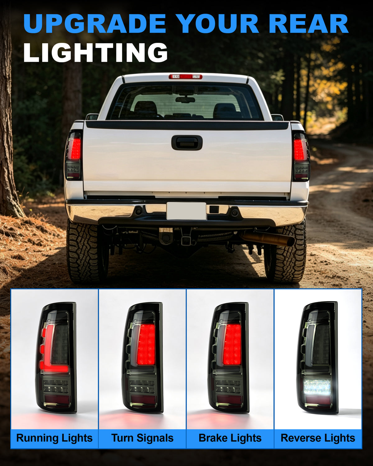 LED Tail Lights for 1999-2006 GMC Sierra & 1999-2002 Chevy Silverado Plug & Play-2