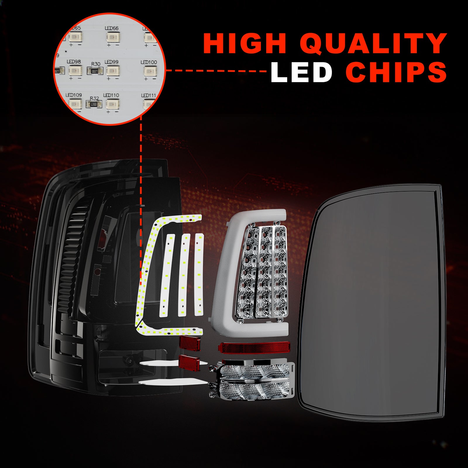 OKSIWA Full Led tail lights for 2009-2018 Dodge Ram Rear Light Assembly Turn Signal,Brake Light,Reverse Light Smoked 1 Pair Rear Lights-5