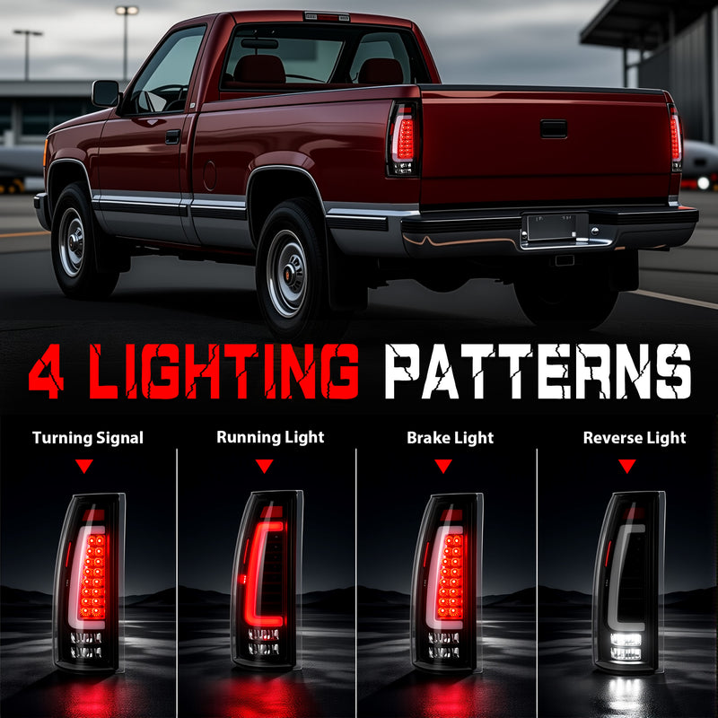 LED Tail Lights for 1988-1998 Chevy GMC C/K Sierra, 92-99 Suburban Yukon, 95-99 Tahoe,Blazer,Cadillac Escalade Plug & Play-2