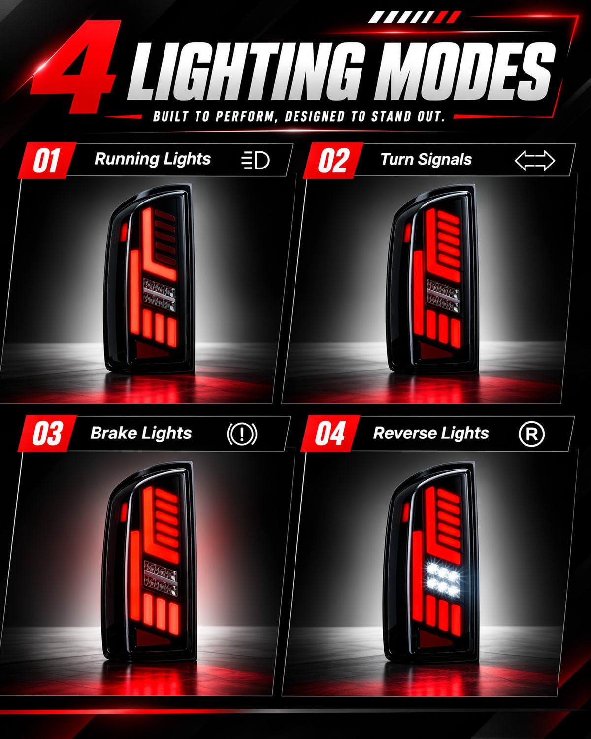 Sequential Full LED Tail Lights for 2007–2008 Dodge Ram 1500 & 2007–2009 Ram 2500 3500