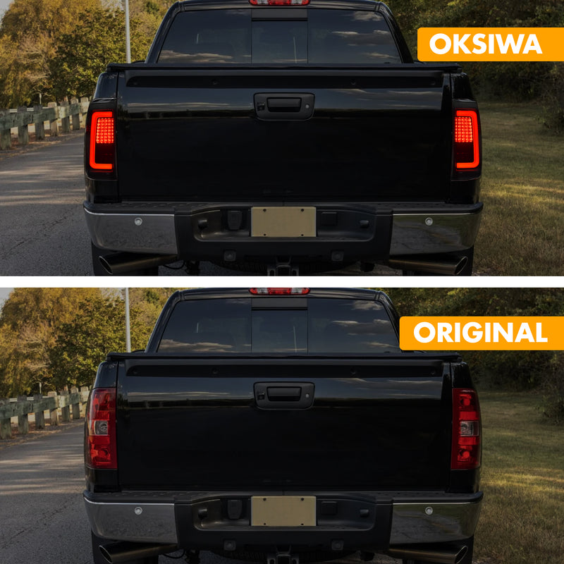 OKSIWA Full LED Tail Light for 2007-2013 Chevy Silverado 1500 2500HD 3500HD,Unique C Shaped Design Rear Light,Turn Signal,Smoked Lens Tail Lights,Brake,Reverse Light-4