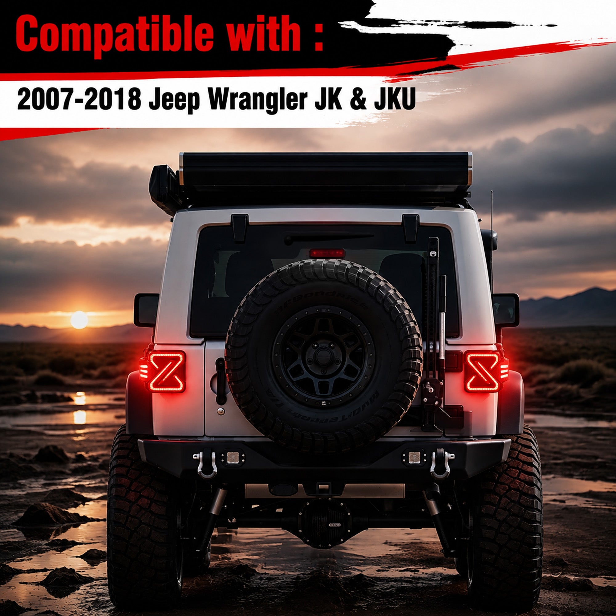 LED Tail Lights For 2007-2018 Jeep Wrangler JK JKU Sport/Sahara/Rubicon-3