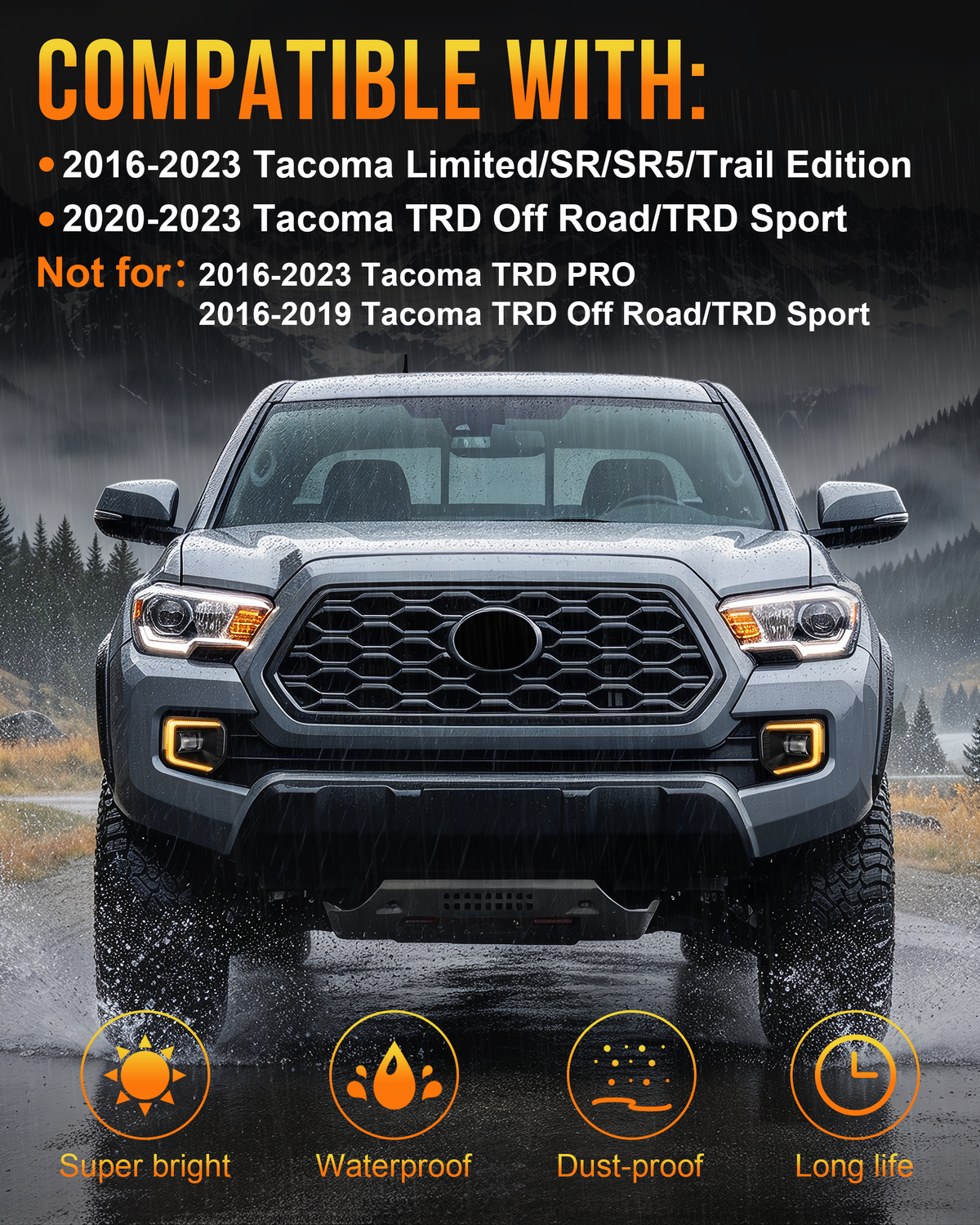 DOT Approved LED Fog Lights with DRL for 2016-2023 Toyota Tacoma-3