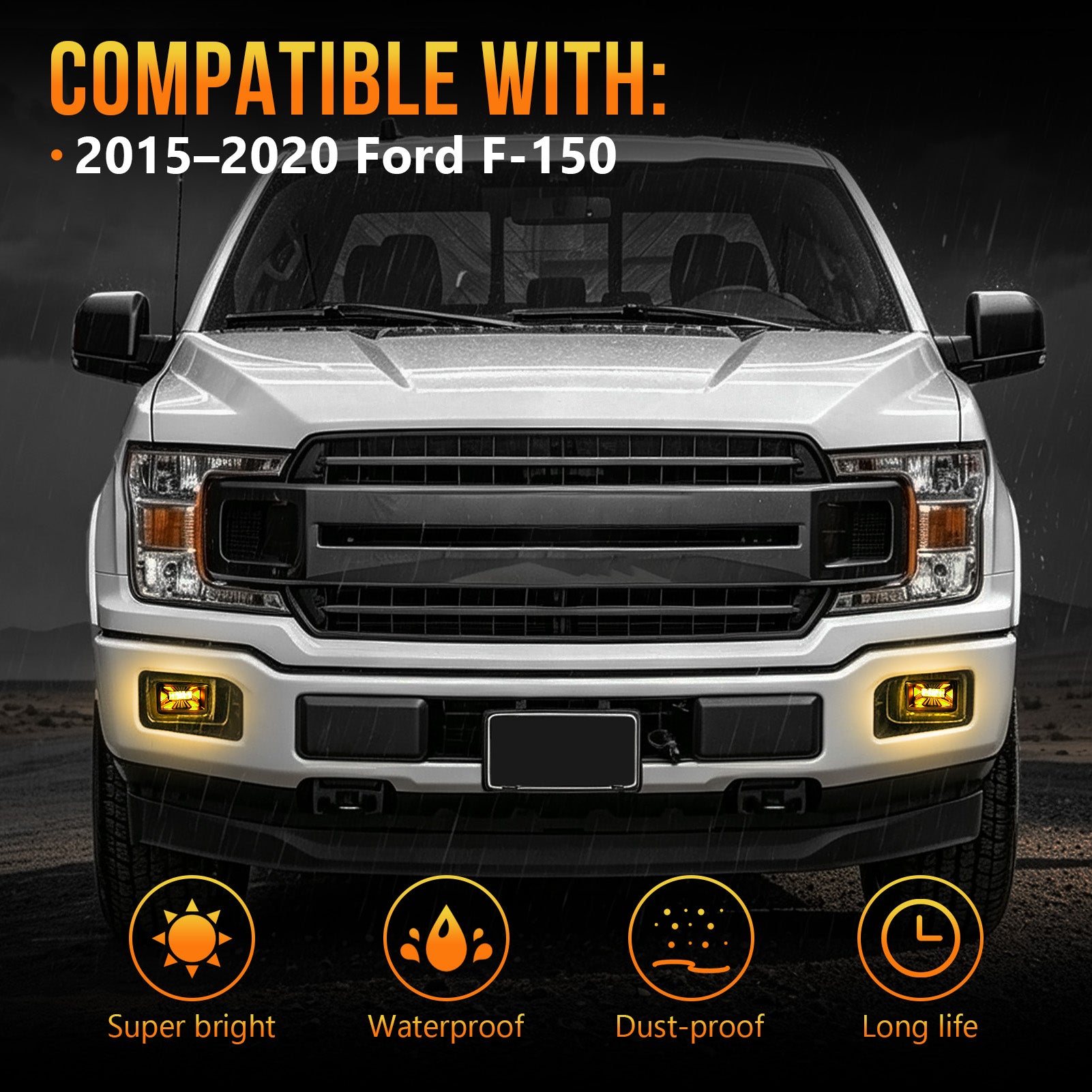 OKSIWA LED Fog Lights with DRL For 2015-2020 Ford F-150 Bumper Driving Fog Lamps Set Assembly Kit 1 Pair (Clear Lens) 2015 2016 2017 2018 2019 2020-7