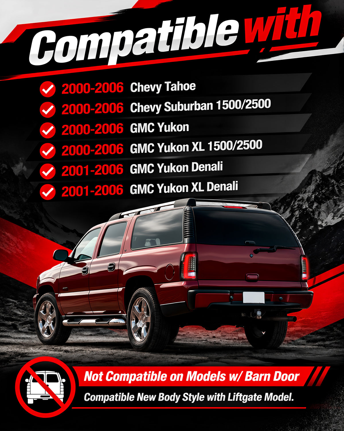 Full Led Tail Lights for 2000-2006 Chevy Suburban Tahoe ,GMC Yukon/Yukon XL ,2001-2006 Yukon Denali/Yukon XL Denali-3