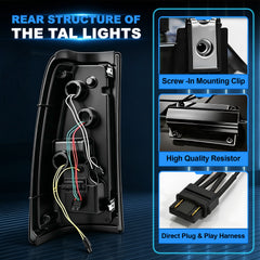 Sequential LED Tail Lights with Startup Animation for 1999-2006 GMC Sierra & 1999-2002 Chevy Silverado Clear Lens Plug & Play-4