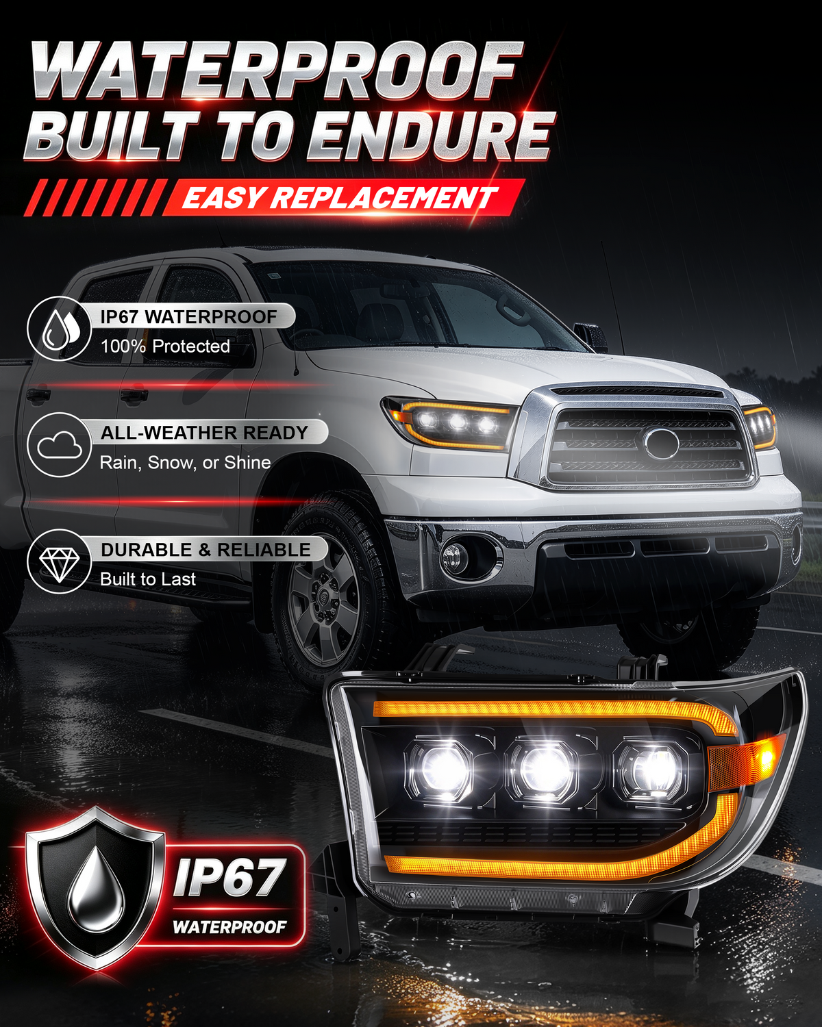 LED Headlights for 2007-2013 Toyota Tundra, 2008-2021 Sequoia-7
