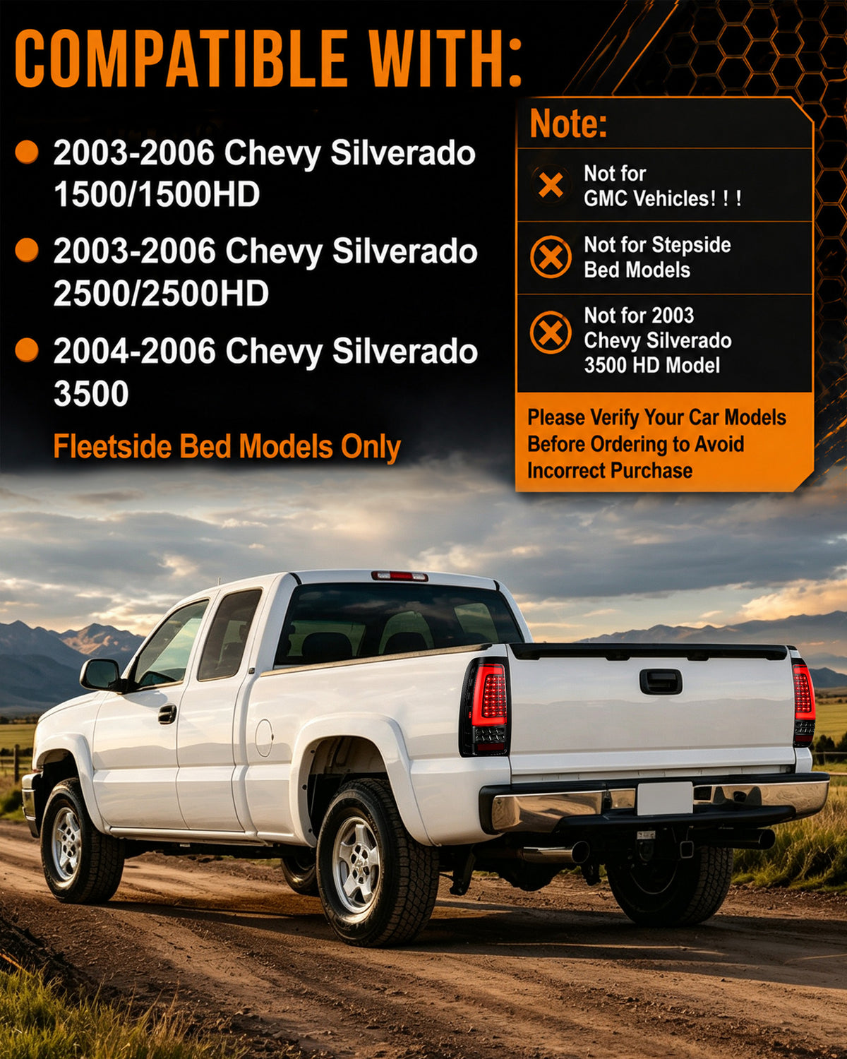 Smoked Full LED Tail Lights for 2003-2006 Chevy Silverado Plug & Play Waterproof-3